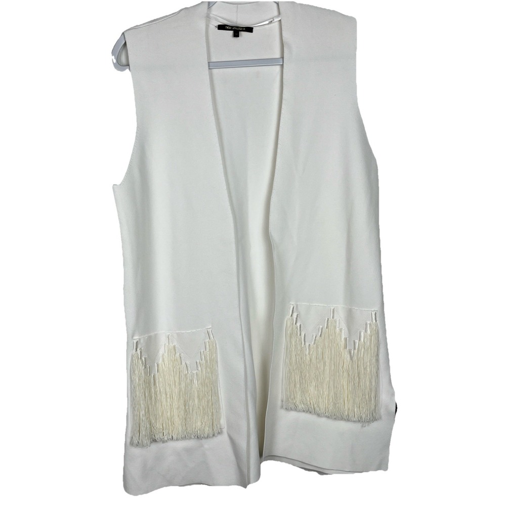 Kobi Halperin Amrita Fringed‎ Ivory Sweater Vest Women's Size M